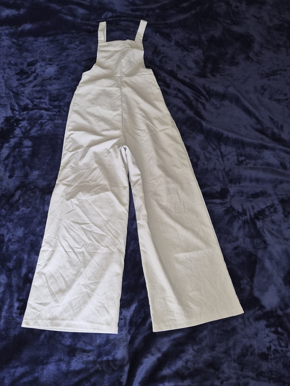 Cream Wide-Leg Cotton Overalls - Picture 3 of 10